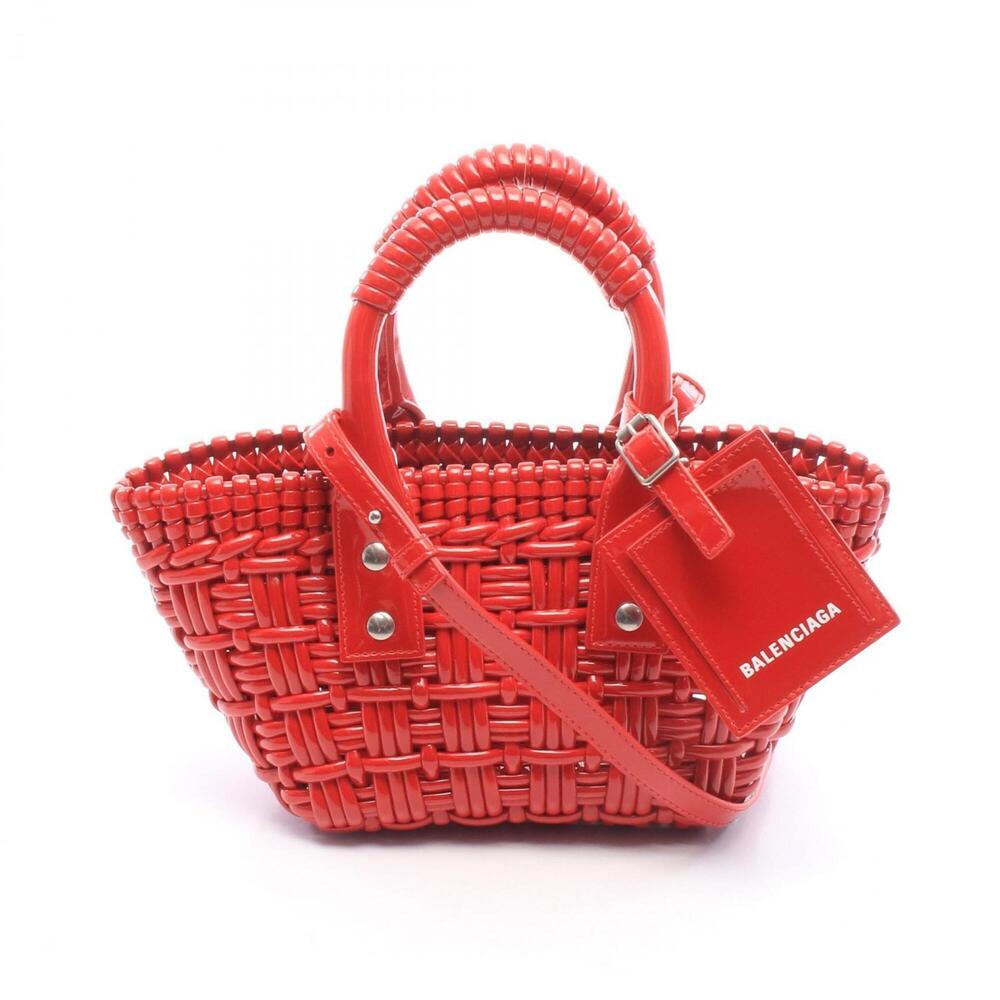 Balenciaga BISTRO XXS 2-Way Handbag with Strap, Enamel, Red, Women's, 678028